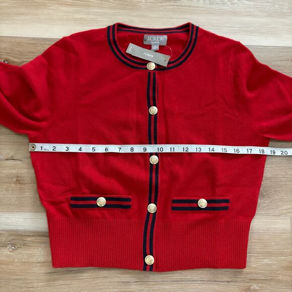 J. Crew Cashmere Sweater Lady Jacket Contrast Trim M - Picture 5 of 10